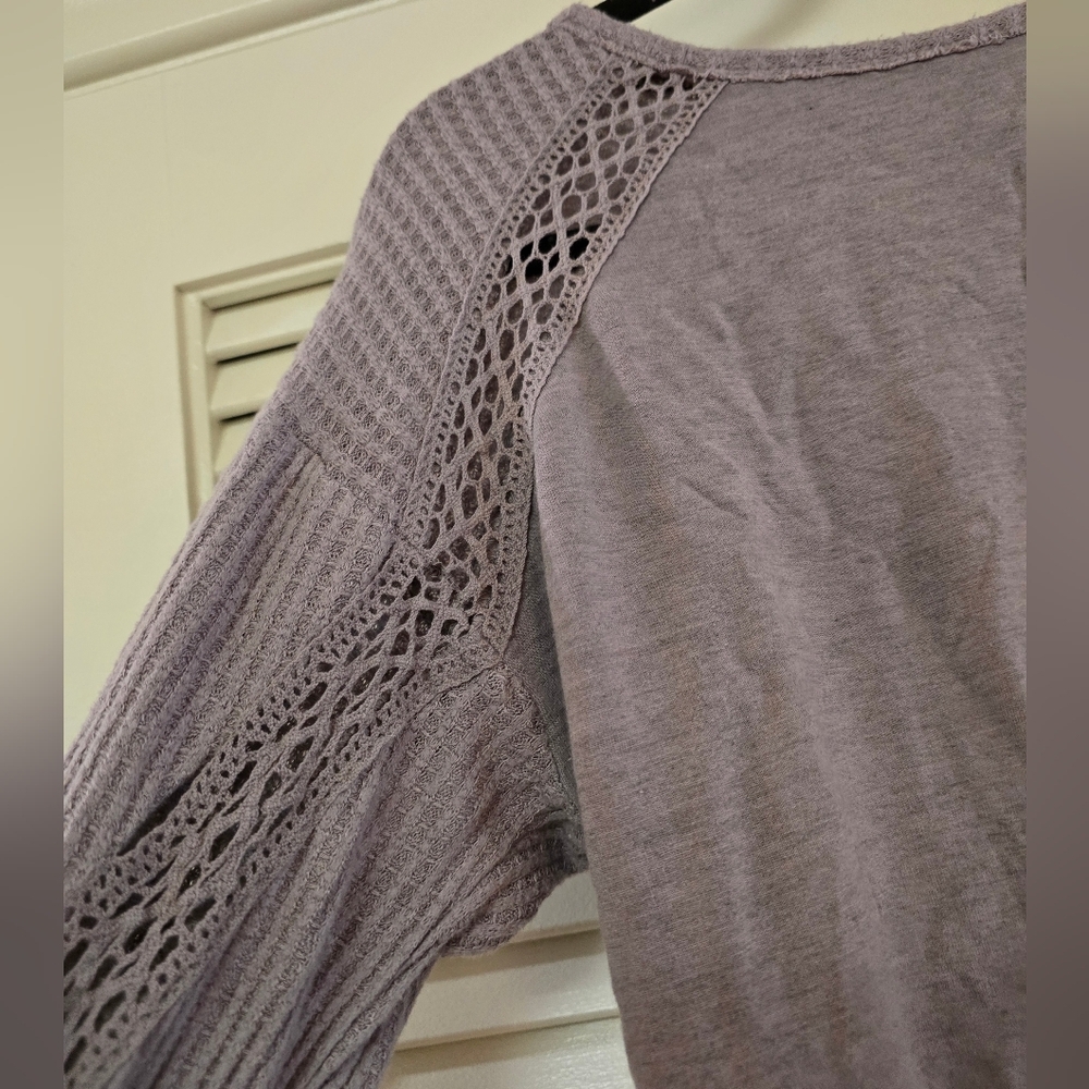 Knox Rose - Purple Boho Crochet Detail Long-Sleeve Top - Picture 4 of 4